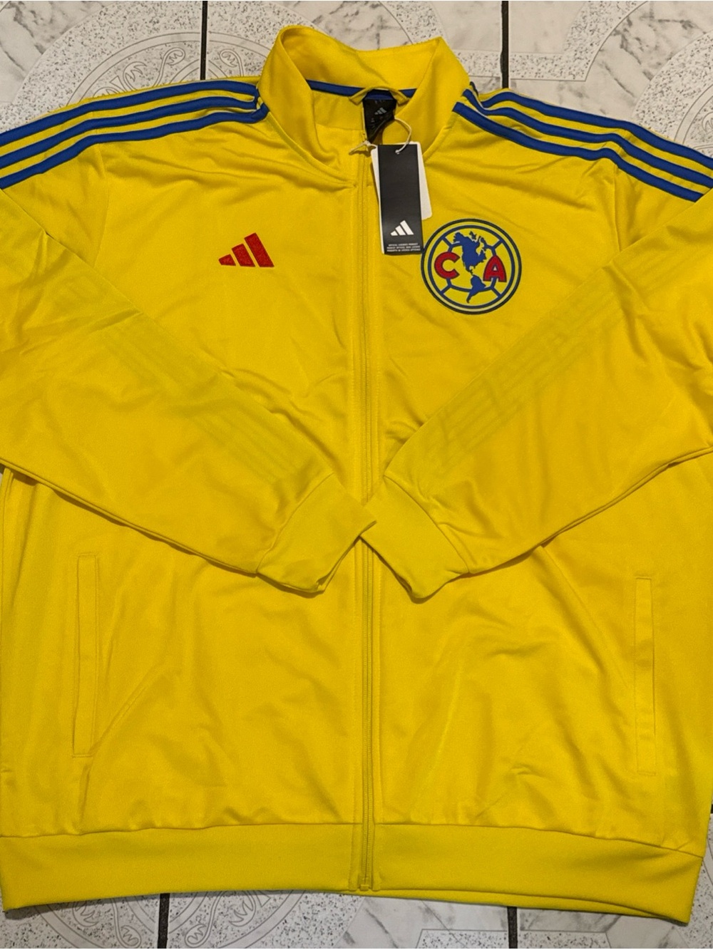 New Adidas Club America DNA Zip Track Top Jacket Yellow Men’s Size 2XL KC4421